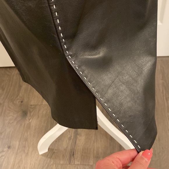 Black leather shirt with white stitching from INC. 21-1/4β long, slim fit. - Picture 2 of 6